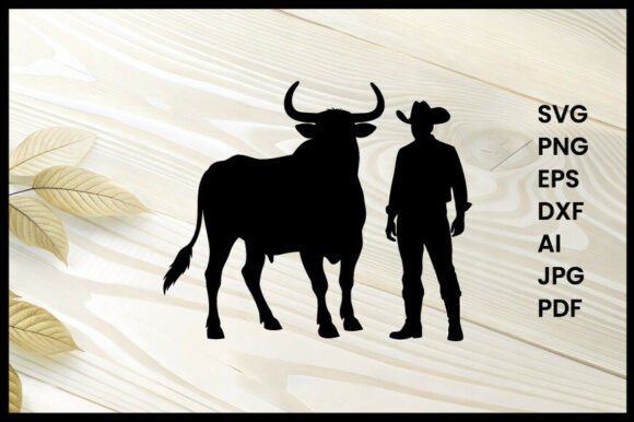 Bull with Cowboy Silhouette: A Bold Design for Real Projects