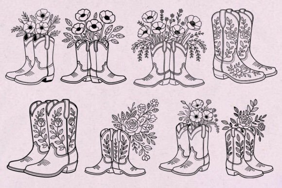 Cowboy Boots with Flowers Clipart Bundle Review