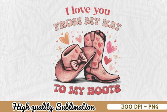 Cowboy Love Hat Boots Romantic PNG Review: A Design with Heart and Character