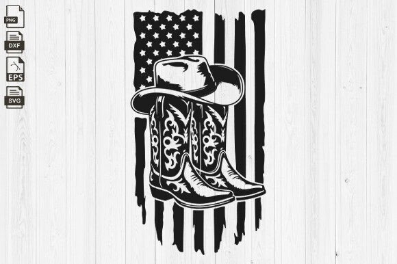 Embroidery Design Review: Cowboy Boots, Western Boots, USA Flag