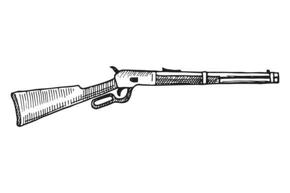 Old Rifle Drawing: A Western Style Weapon for Embroidery Projects